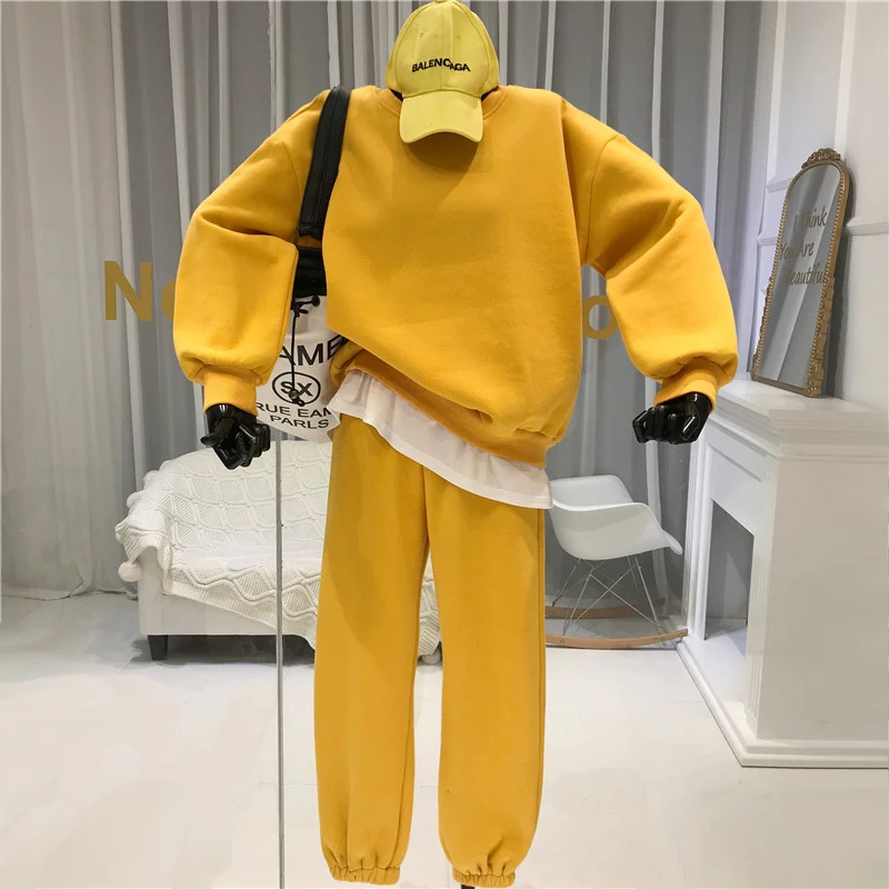 

2019 Winter Womens Tracksuit Set Casual Sweatsuits for Women Pullover + Ankle-Length Pants Matching Sets for Women suit