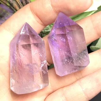 

2Pcs Natural small amethyst single tip column, beautiful arts and crafts home decoration