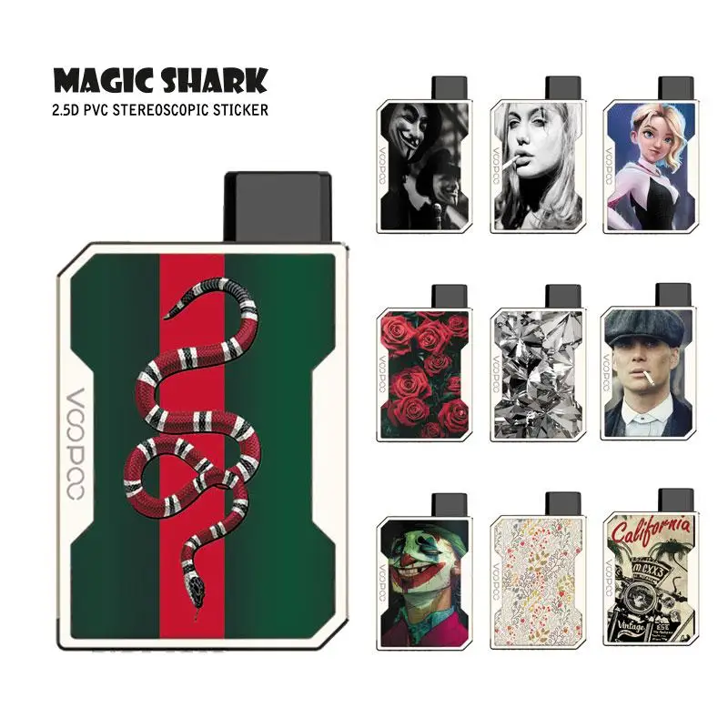 

Magic Shark Flower Joker Rose Crystal Print V-Vendetta Case Skin Back Film Sticker for Voopoo Drag Nano
