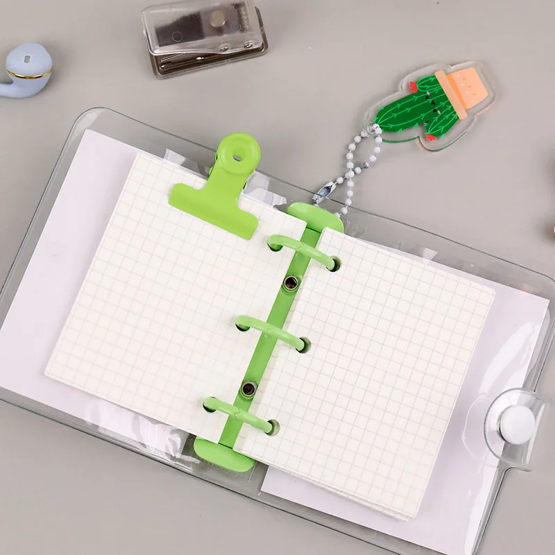Liquidación Mini diario de hojas sueltas de PVC con 3 agujeros, nuevo diario pequeño de bolsillo transparente, cuaderno de viajero, juego de planificador artesanal de dibujos animados EN1OQobry