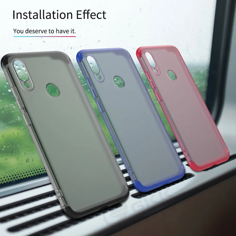 Роскошный чехол GKK для Xiaomi Redmi Note 7 Pro полупрозрачный матовый противоударный
