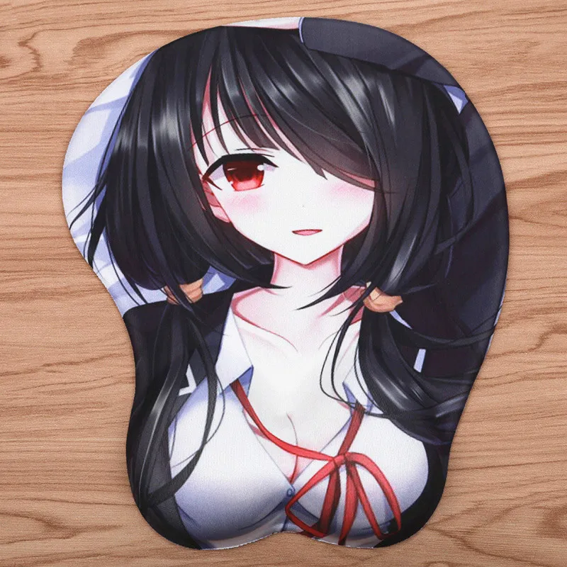 

FFFAS 3D Breast Sexy Mouse Pad Silicone Wrist Rest Long Hair Cover Eye Girl Comfortable Mousepad for Computer Laptop Tablet