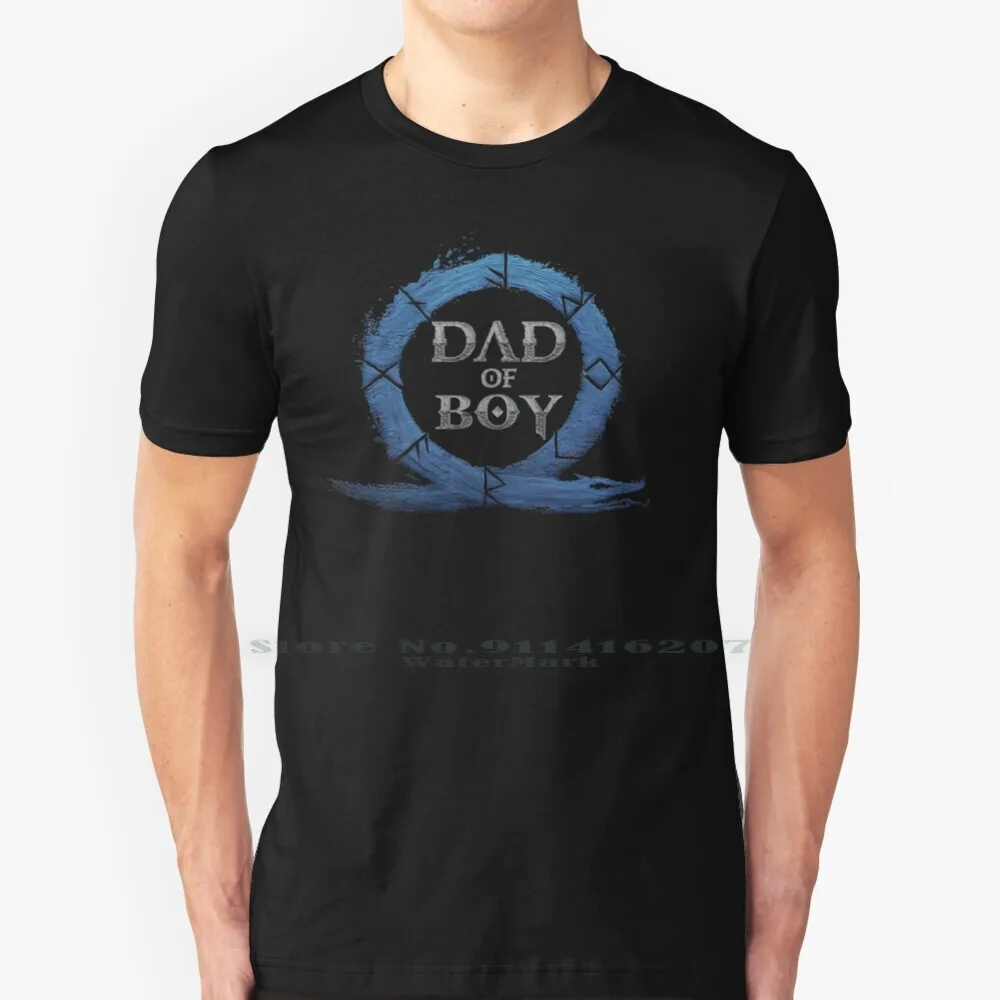 Dad Of Boy : God Of War (Blu) T Shirt 100% Puro Cotone God Of War God Ragnarok War Boy Kratos Atreus God Ps4 Playstation