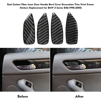 

Car Real Carbon Fiber Inner Door Handle Bowl Cover Decoration Trim Wrist Frame Stickers for BMW 3 Series E46(1998-2005)