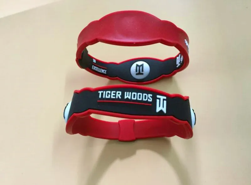 6 шт./лот, силиконовый браслет хорошего качества, черный и красный цвета, как Tiger Woods energy, силиконовый браслет для гольфа