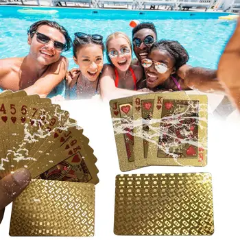 

24K Gold Plastic Poker Playing Cards Game Deck Foil Pokers Pack Magic Cards Waterproof Card Gift Collection Gambling Board Game