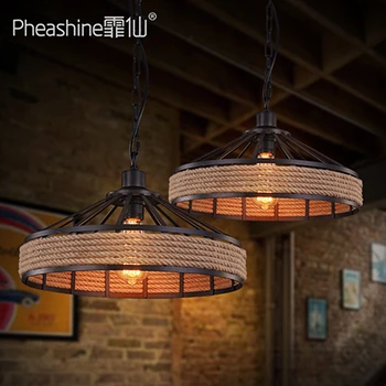 

American Rural chandelier retro creative living room lamp garden hemp rope industrial Cafe Restaurant Chandelier