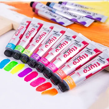 

8 Colors Metallic Acrylic Paint Set Hand Painted Painting Pigment Set Textile Paint Colored Art Supplies Wall Drawing