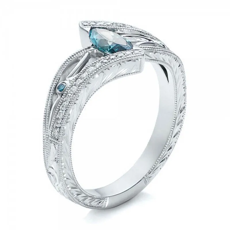 Cellacity Fashion Luxury Designer Accessories Aquamarine Ring for Women Silver 925 Jewelry 3 colors Hollowing Out Style Banquet