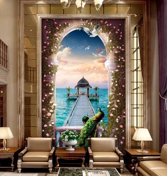 

[Self-Adhesive] 3D Green Peacock WG182 Wall Paper mural Wall Print Decal Wall Murals Belly