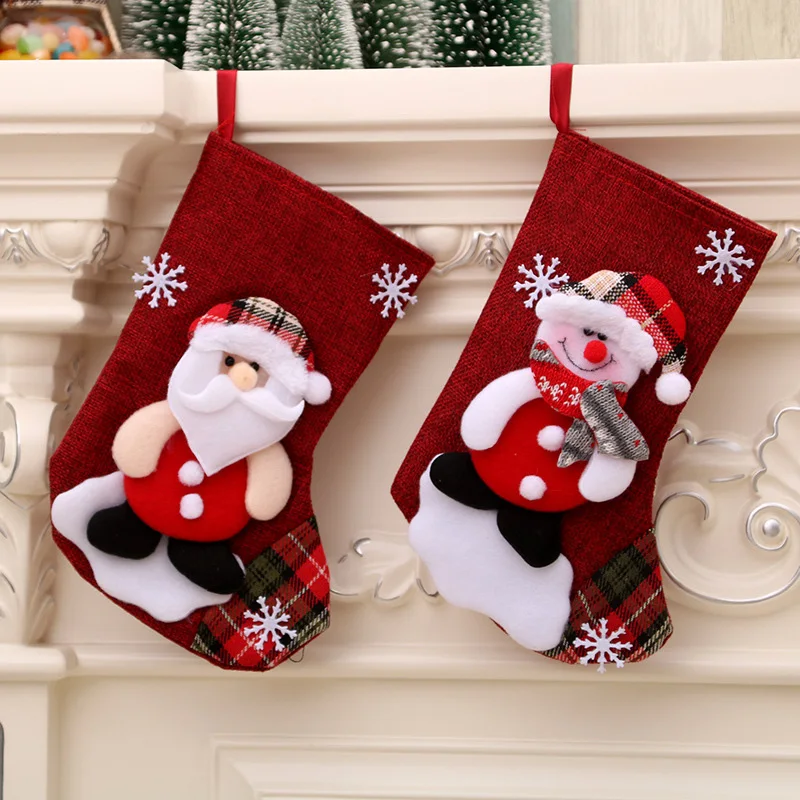 New Year Christmas Stocking Sack Xmas Gift Candy Bag Christmas Decorations for Home Navidad Sock Fireplace Tree Decor christmas gift bags christmas stockings gift bags christmas candy packaging