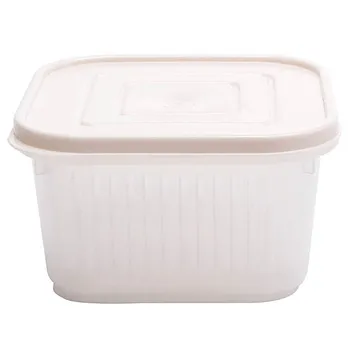 

Green Onion Crisper Kitchen Ginger Garlic Storage Box Refrigerator Fruit Portable Square Freshness Preservation Drain Seal Box B