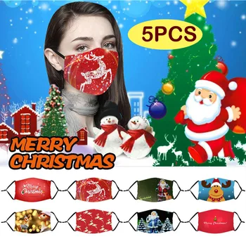 

Adult Unisex Fashion Christmas Anti-pollution Adjustable Washable Face Mask 5pcs Mascarilla Reutilizable Mondkapjes Mascherine