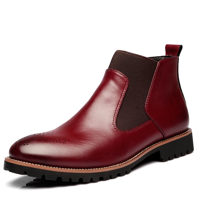 Genuine Leather Ankle Chelsea Boots Men Winter Work Shoes Vintage Classic Male Casual Motorcycle Boots Cowboy Botas JKPUDUN