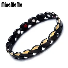 Половина Черный Сердце золотистого цвета Нержавеющая сталь Здоровый Браслеты для магнитотерапии для Для женщин Для мужчин артрит магнитные браслеты из ткани