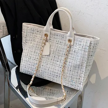 

NIGEDU designer Wool women Handbag High capacity Chain Female Shoulder Bag Fashion Sequins Ladies Totes bags bolsa feminine