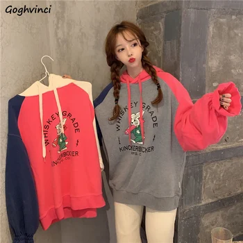 

Women Hoodies Patchwork Hooded Spring New Arrival Trendy Cute Females Harajuku Womens Korean Style Pullover Kawaii Students Chic