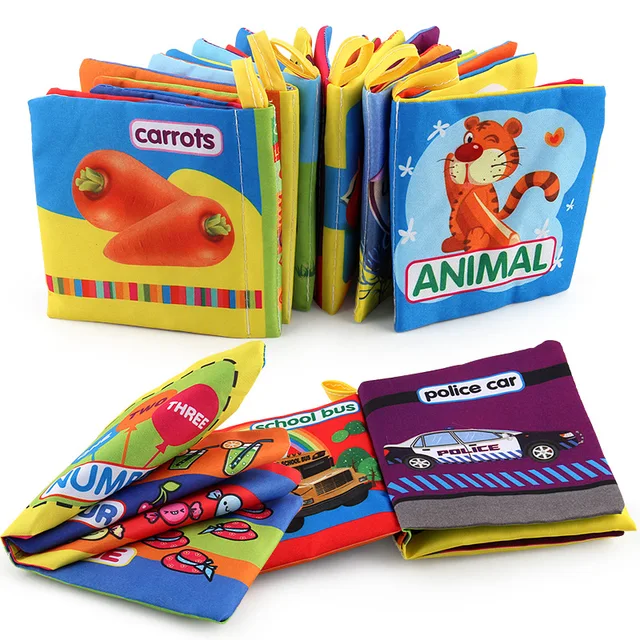 Baby Soft Cloth Book Animal Colors Shape for Toddlers Intelligence Development Educational Toy Gifts Cartoon Learning Books 2