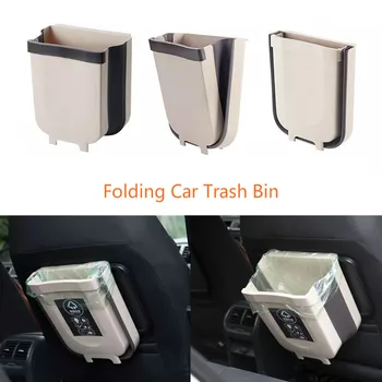 

Folding Car Trash Can Portable Kitchen Cabinet Door Drawer Garbage Bin Waste Container Holder Car Dustbin Basket Rubbish Bin