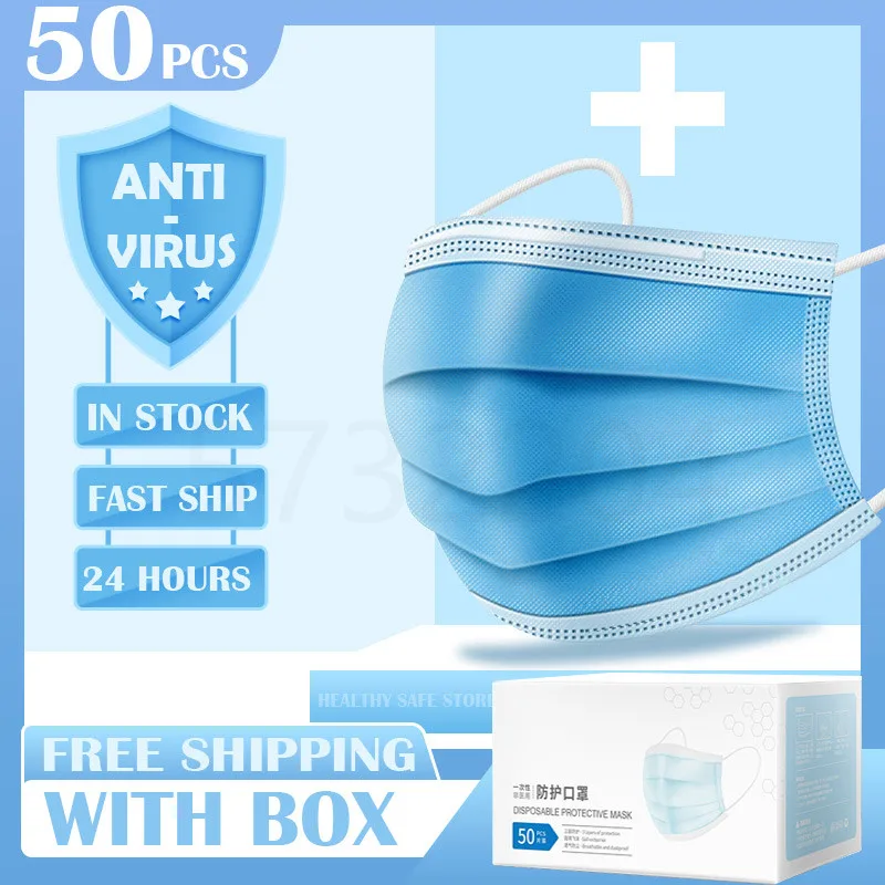 

Fast delivery Anti-Pollution 3 Laye Mask dust protection Masks Disposable Face Masks Elastic Ear Loop Dust Filter Safety Mask
