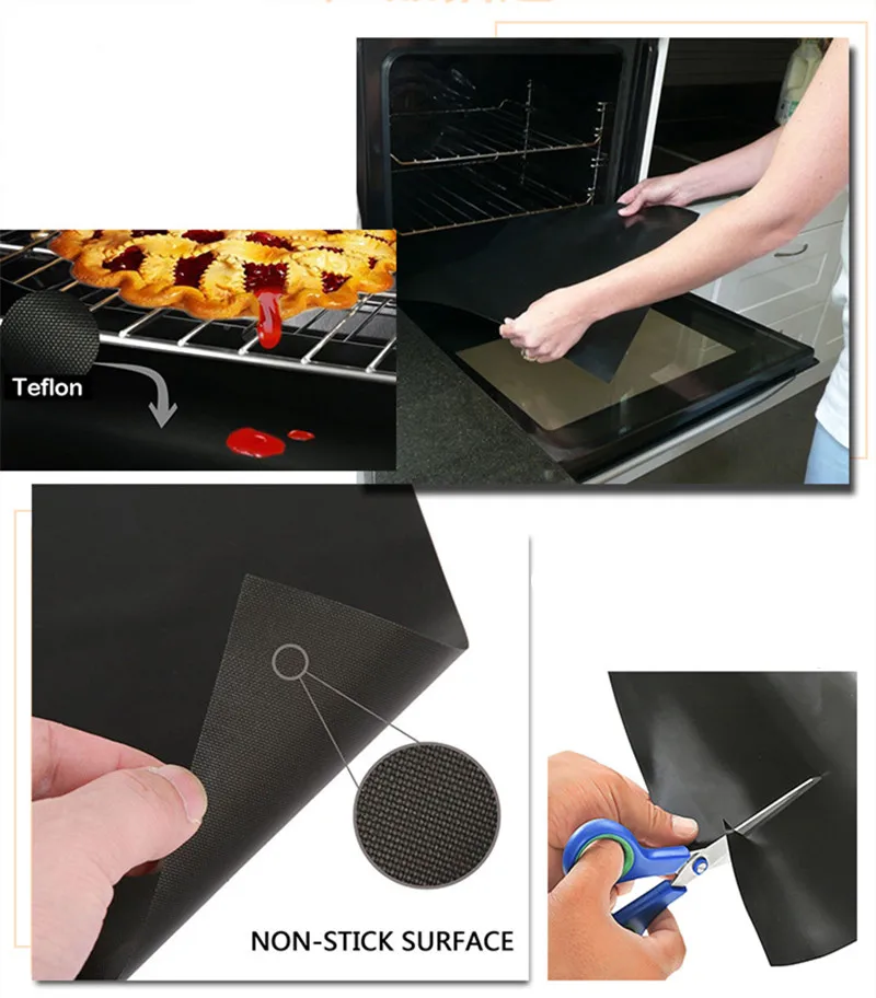 Chytaii 5x BBQ Grill Mat Set Non Stick Oven Liner Teflon Cooking Mats Reusable Heavy Duty Heat Resistant Barbecue Sheets