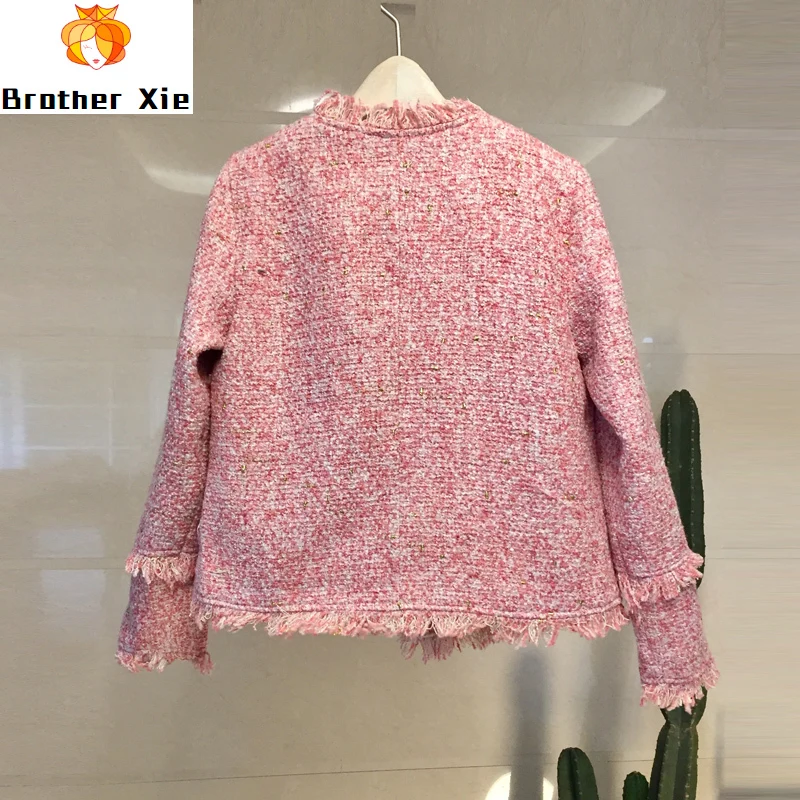 

Beautiful Coat Short Young Women Sweet wind socialite nail bead drill tweed tassel short coat buckles cloth coat spring 2020