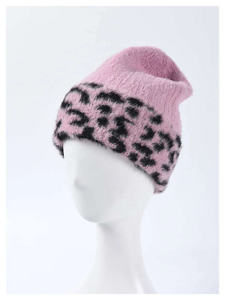 Бархатные шапочки высокого качества с леопардовым принтом, шапки унисекс, осенне-зимние шапки, Корейская женская утолщенная теплая шапка, Повседневная вязаная шапка