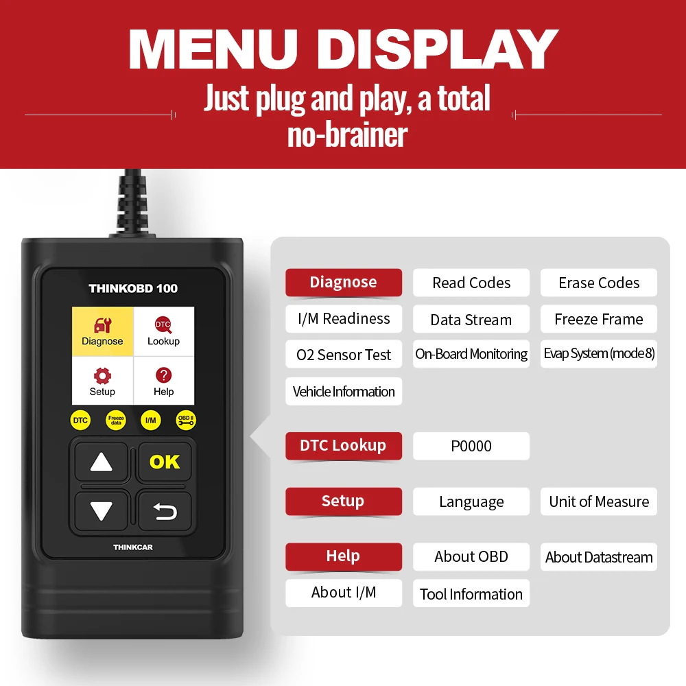 THINKCAR ThinkOBD100 OBD2 Scanner Professional Car Code Reader DTC
