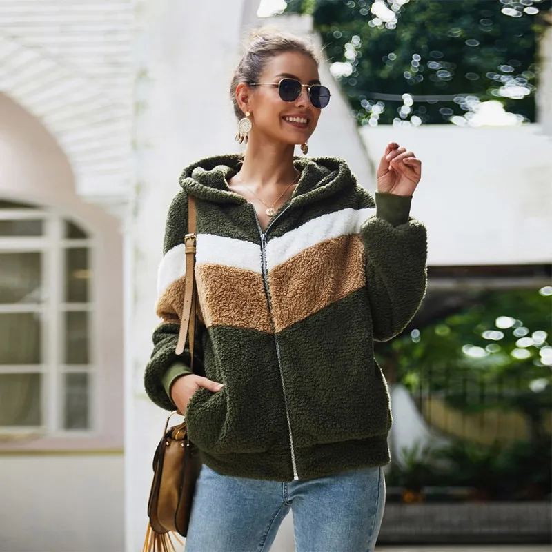 Finest  Autumn Hoodie Fleece Cardigan Women Plush Hooded Jacket Casual Loose Streetwear