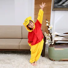 Детская цельнокроеная Пижама с изображением Винни-Пуха теплый спортивный костюм с длинными рукавами на осень и зиму