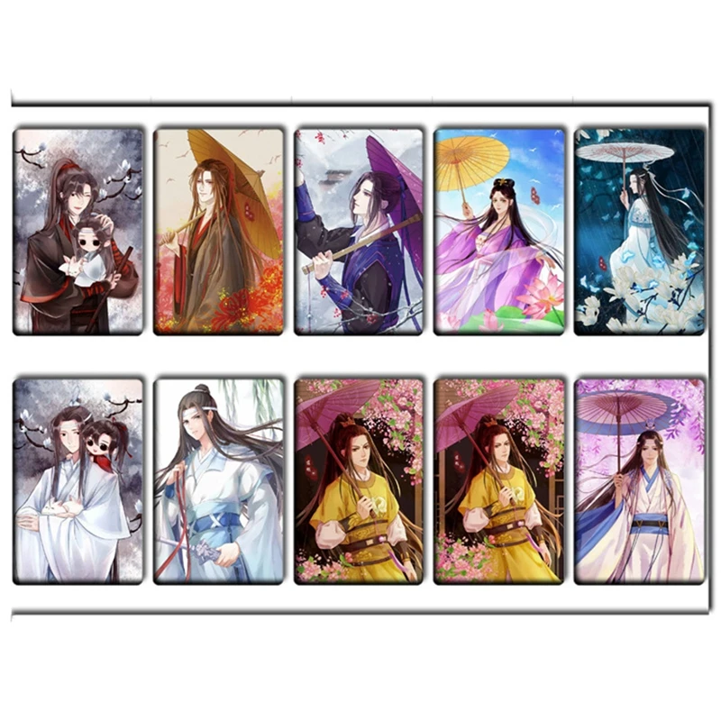 10Pcs/Set Anime Mo Dao Zu Shi Crystal Card Sticker HD Photocard Lomo Cards  Waterproof Bus