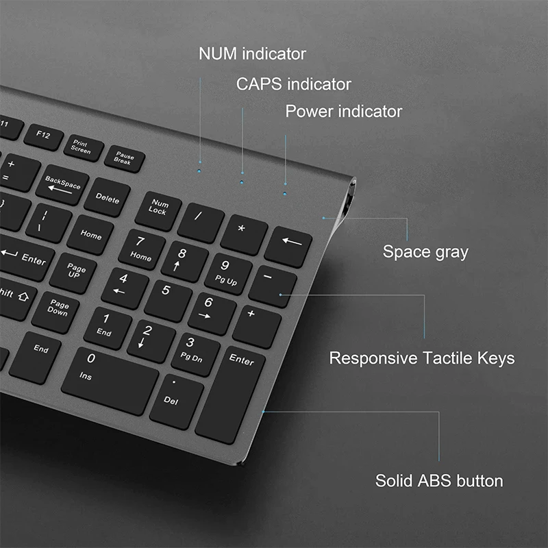 2.4g teclado sem fio e mouse combo orsolya compacto completo tamanho fino teclado e 2400dpi conjunto de rato óptico chave de baixo nível de ruído