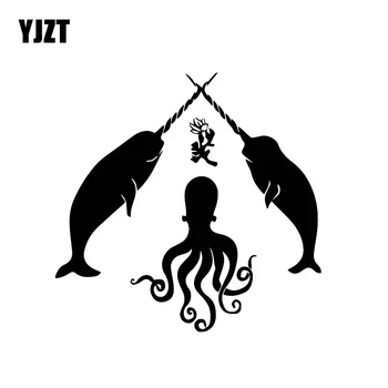 

YJZT 17M*17.6CM Funny Octopus Decal Family Car Decoration Stylish Vinyl Car Sticker Black/Silver C30-0249