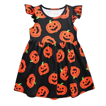 

Halloween Toddler Girl Dress Kids Pumpkin Dresses for Girls Sleeveless A-line Milk Silk long sleeve Frock Baby Halloween Costume