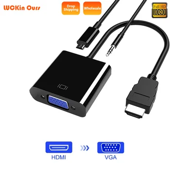 

HDMI to VGA Adapter Cable Male To Famale Converter for PS4 1080P Digital to Analog Video Audio For PC Laptop Tablet
