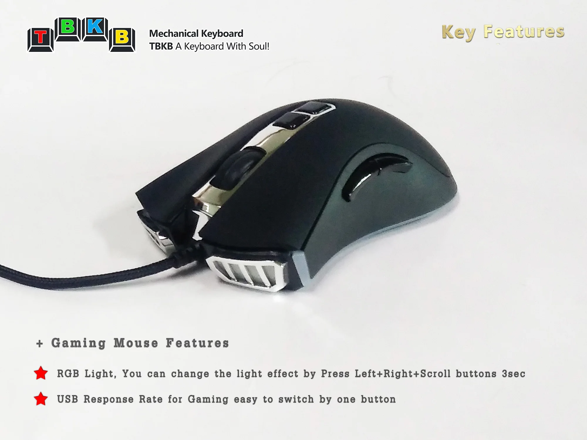 Smart9 x TBKB USB Проводная мышь лучшее предложение с плетеным проводом 7 кнопок 4000 dpi геймер компьютер RGB игровая мышь