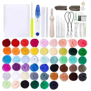 

Needle Felting Kit 50 Colors Wool Fibre Roving High Wool Craft Material Wool Felt With Needles Tools DIY Art Handwork Craft