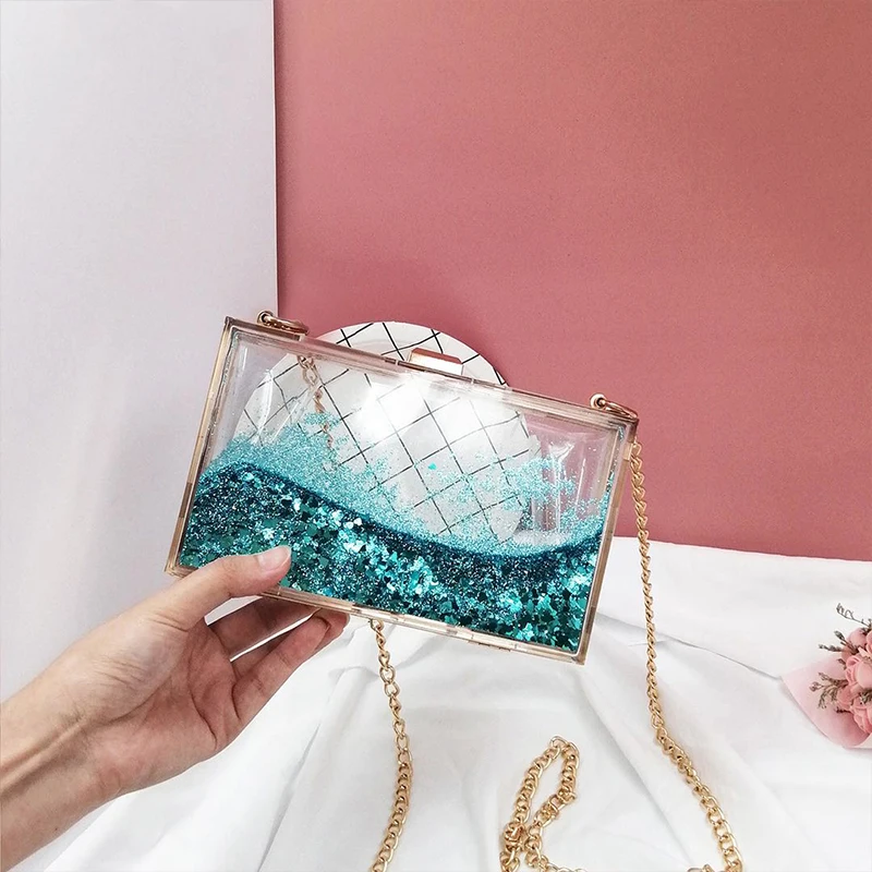 Wholesale Transparent clear acrylic square box clutch purse bag