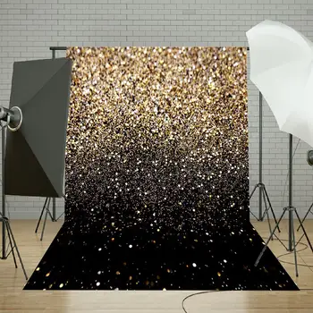 

Glitter Black Gold Dots Background Vinyl Party Glitter Dots Photo Studio Backdrop Prom Photography Background Props