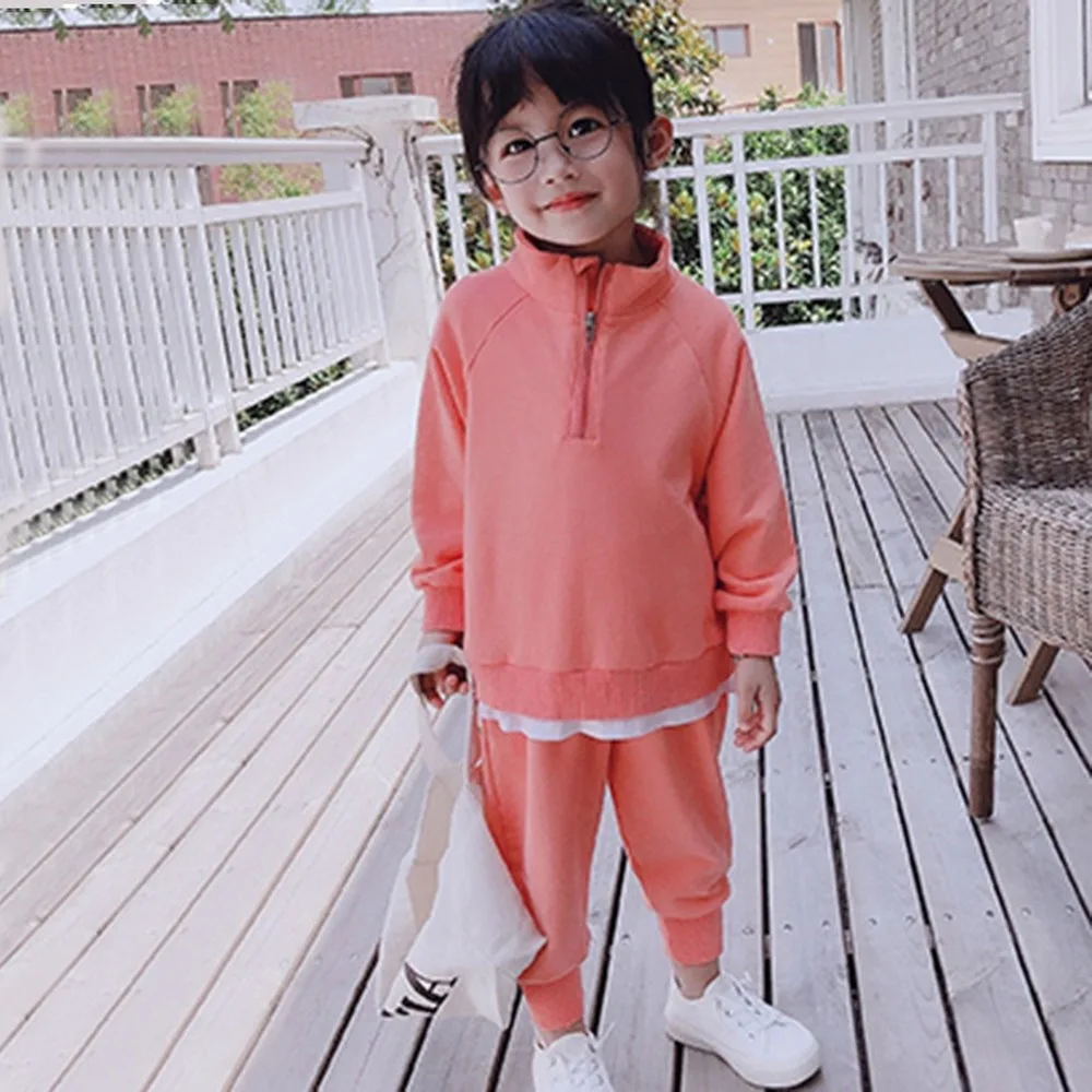 Осень зима 2019 детская одежда для девочек новый Детский свитер костюм с длинным