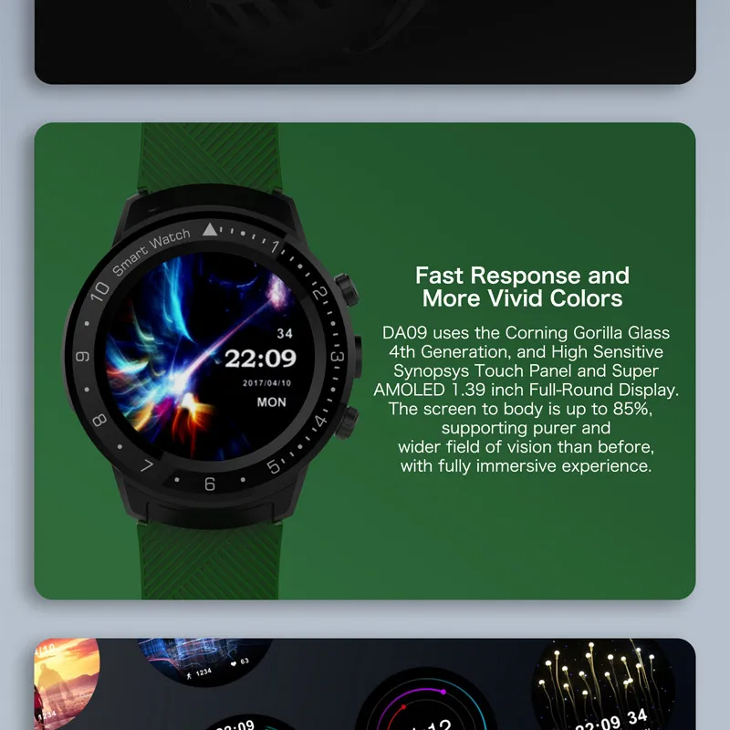DA09 Смарт-часы Android телефон Heartrate трекер g-сенсор wifi gps карты смарт-часы человек с Google play app store mp3-плеер