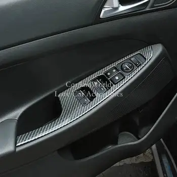 

For Hyundai Tucson 2015-2019 Door Window Switch Button Cover Interior Armrest Glass Lift Panel Trim Carbon Fibre Car Accessories