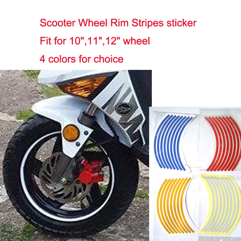 10"/11"/12" Motorcycle Scooter Wheel Rim Sticker Reflective Tape Stripe