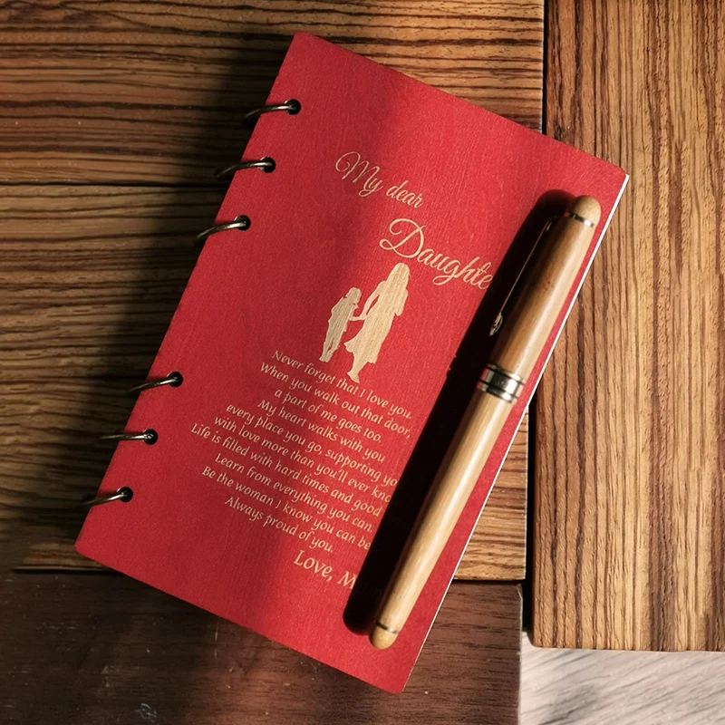 Personalised Custom Wooden Notebook for Daughter Son Gift Anniversary Diary Retro Book Journal Christmas Graduation Gift