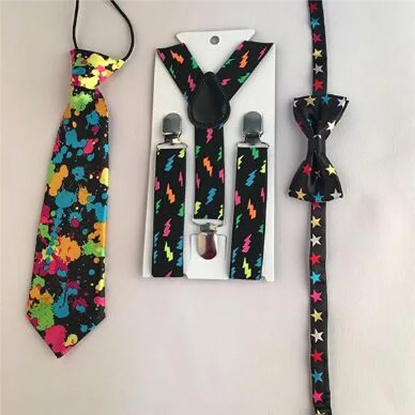 3PCS Новые однотонные Галстуки для маленьких мальчиков, регулируемые галстуки-бабочки на подтяжках, вечерние галстуки с y-образной спинкой HHtr0005a07 - Цвет: 3PCS