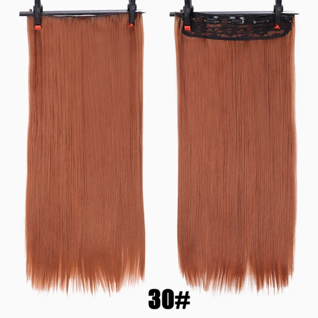 DIFEI Synthetic 24 Inch 5 Clip Long curly Women Clip in Hair Extensions Black Brown High Tempreture Hair Piece #31
