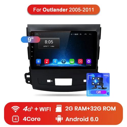 Junsun V1 pro 4G+ 64G CarPlay DSP Android 8,1 автомобильный Радио Мультимедиа стерео плеер gps для Mitsubishi Outlander xl 2 2005-2011 2Din - Цвет: 4G (2GB 32GB)