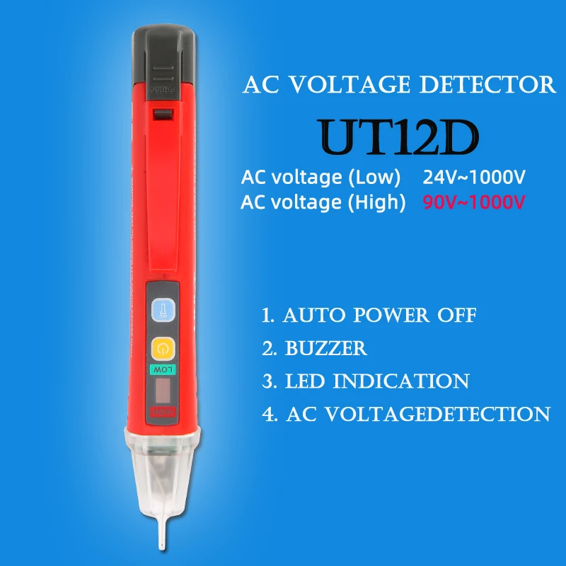 UNI-T UT12D/S/UT13A/B AC Voltage Detector; IP67 protection level non-contact electrician / household test pen UT12E/UT12M - Цвет: UT12D