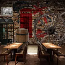 Индивидуальные большие фрески Ретро кирпичная стена колесо баррель телефон обои «будка» Фреска