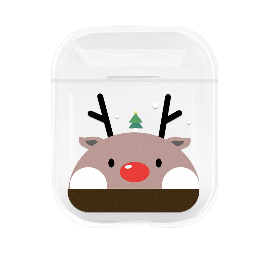 For Air Pods Super Cute Cartoon Christmas Transparen Bluetooth Wireless Earphone Cases For Apple AirPods 1 2 Hard PC Cover Box - Цвет: 05